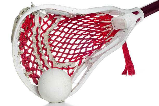 istock White Lacrosse Head with Red Meshing and Grey Ball 152958599