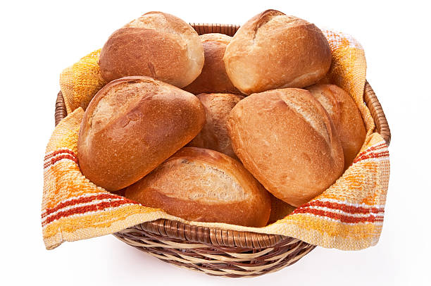Roll Large basket of bread bun stock pictures, royalty-free photos & images