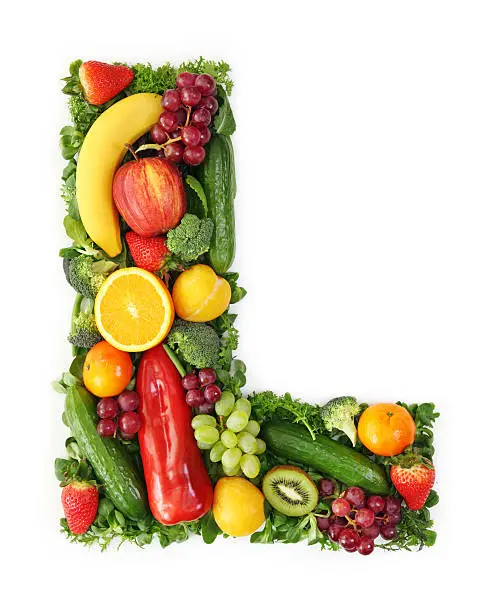 Fruit and vegetable alphabet - letter L