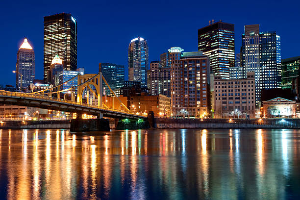 Pittsburgh Skyline at Night stock photo