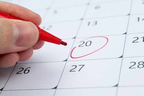 istock Red mark on the calendar at number 20 1529591308