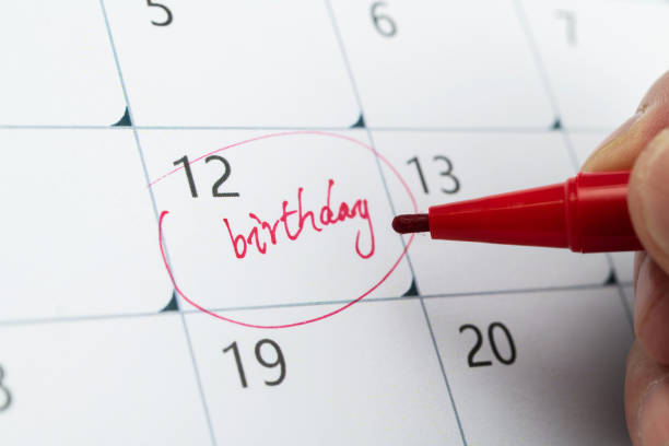 istock Calendar with marked birthday date 1529592327