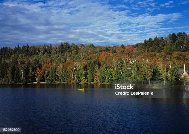 Yellow Canoe On A Lake Stock Photo - Download Image Now - Adult, Adults Only, Algonquin Provincial Park