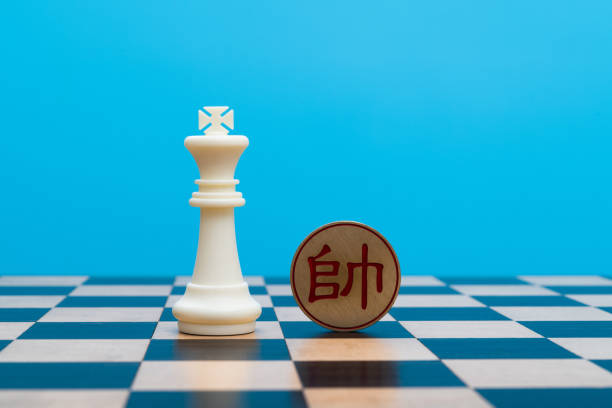 Chinese chess leader and chess king on the board.