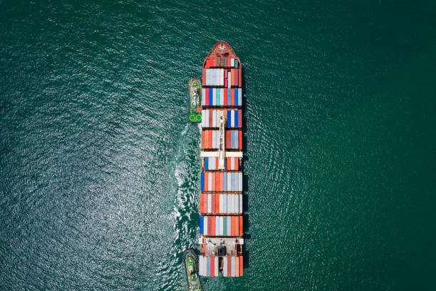 istock Container ship sailing the ocean, Business cargo logistics aerial view 1529607408