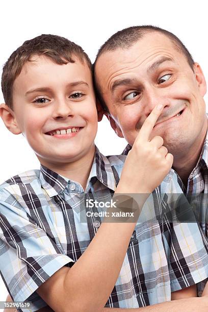 Father And Son Making Funny Faces Stock Photo - Download Image Now - Father, Child, Cut Out