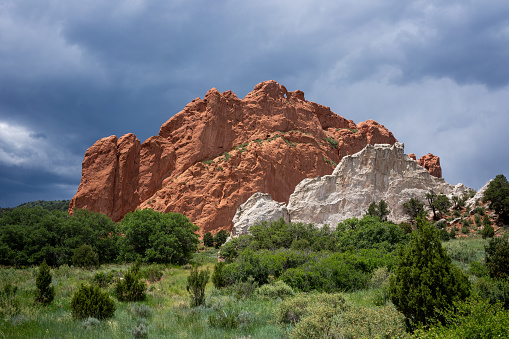 Garden of the Gods, Colorado Springs - White Rock with Signature Rock behind it