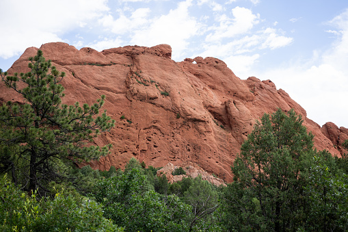 red sandstone rock formations and scenery of red rocks park in jefferson county colorado