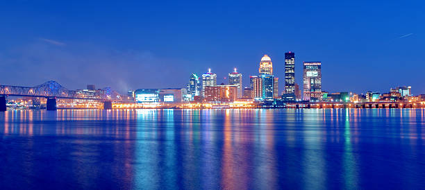 Louisville, Kentucky Skyline at Night stock photo