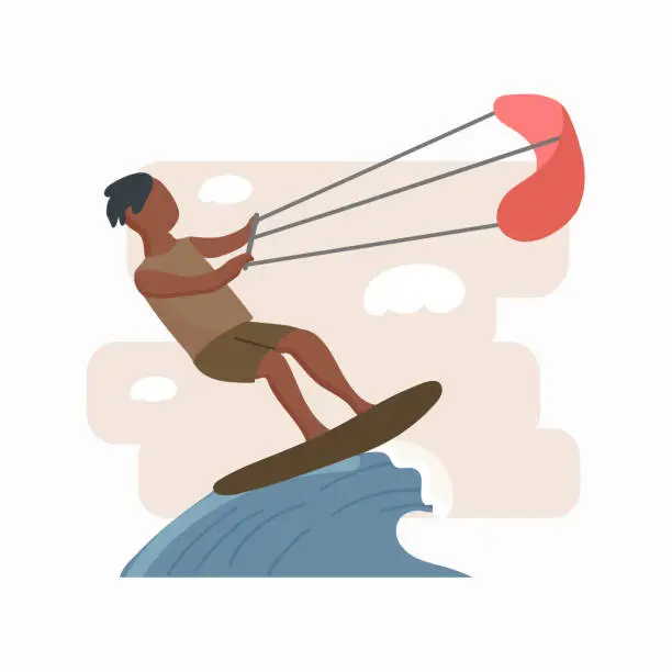 Vector illustration of Kiteboarding Kitesurfing concept vector illustration