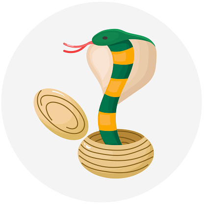 Indian cobra in the basket icon clipart isolated vector illustration