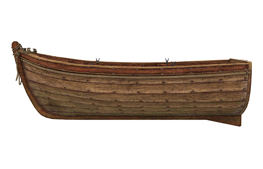 Wooden Boat isolated on white background. 3D render