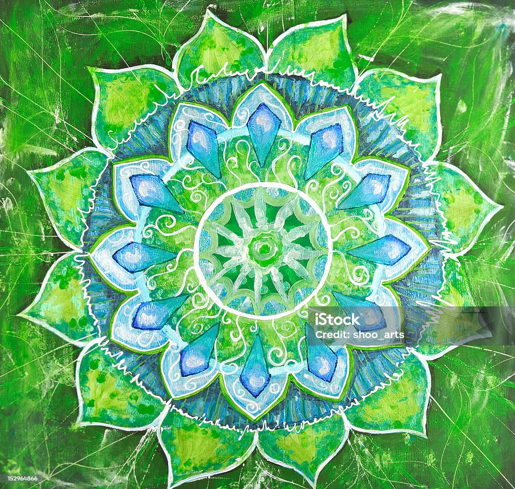 abstract green painted picture with circle pattern abstract green painted picture with circle pattern, mandala of anahata chakra Chakra stock illustration