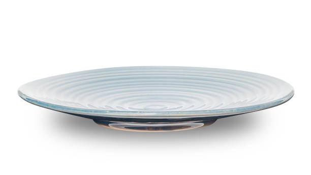 istock Blue circle ceramics plate isolated on white background. 1529659821