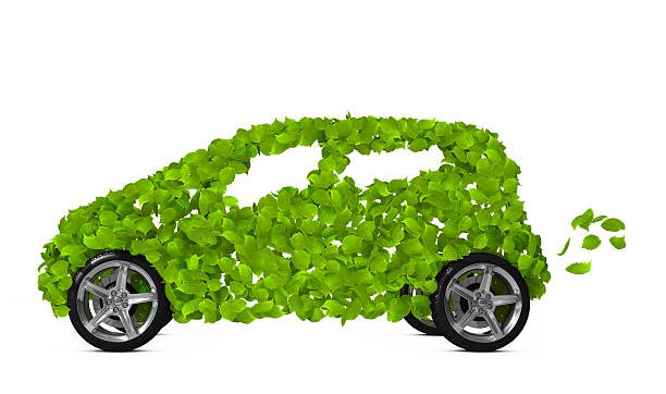Green car Funny environmentally friendly car isolated on white. Go Green- concept image. alternative fuel vehicle stock pictures, royalty-free photos & images