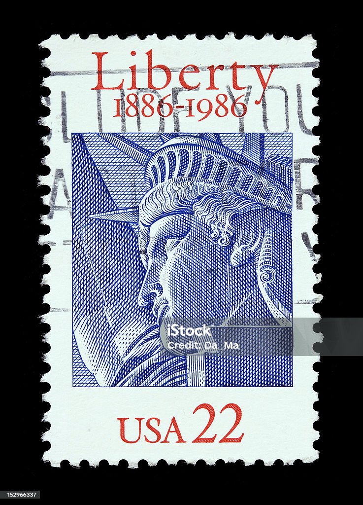 Usa 22 Cent Postal Stamp With The Statue Of Liberty Stock Photo - Download  Image Now - iStock