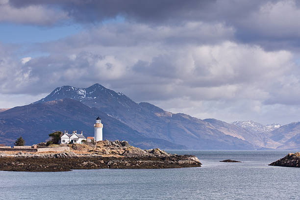 Eilean Sionnach Lighthouse stock photo