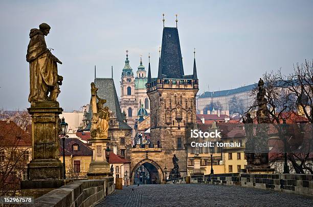 Charles Bridge Lesser Towers In Prague Stock Photo - Download Image Now - Baroque Style, Bridge - Built Structure, Capital Cities