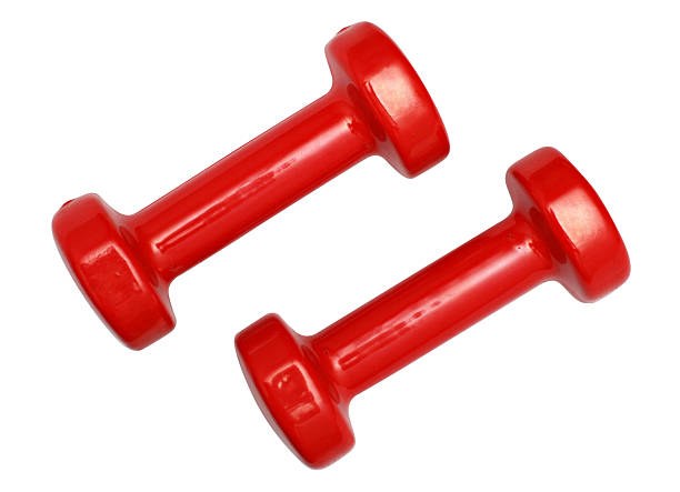 istock Two red dumbbells isolated over white 152968074