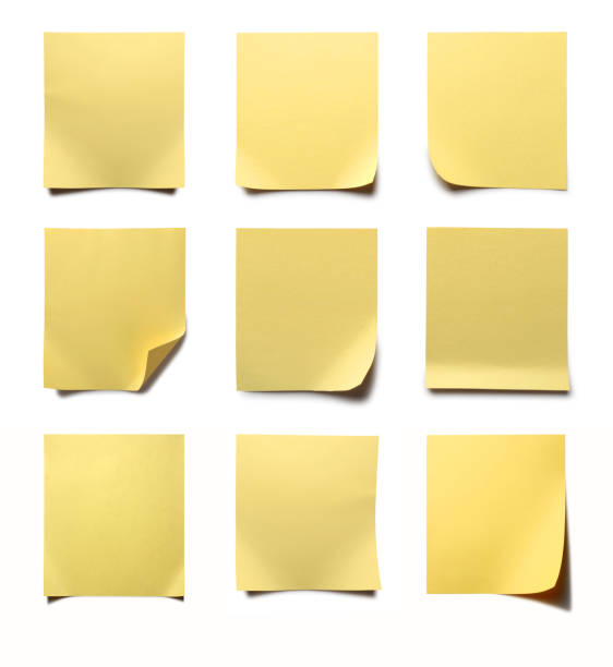 papel adesivo - adhesive note note pad paper yellow - fotografias e filmes do acervo