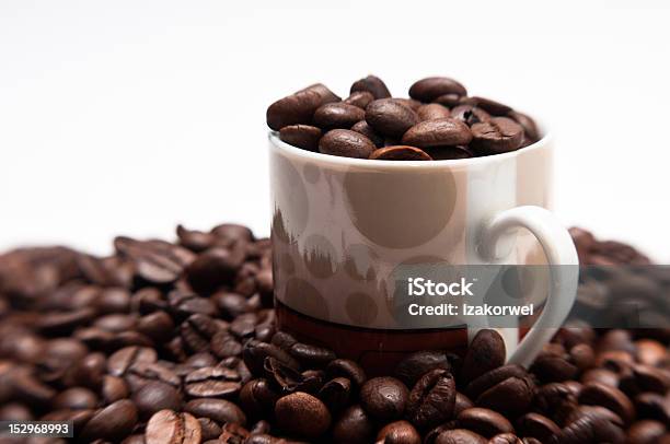 Cup And Roasted Coffeee Beans Stock Photo - Download Image Now - Black Color, Breakfast, Brown