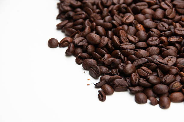 Coffee beans on white background stock photo