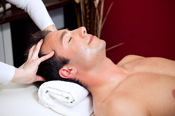Head massage stock photo