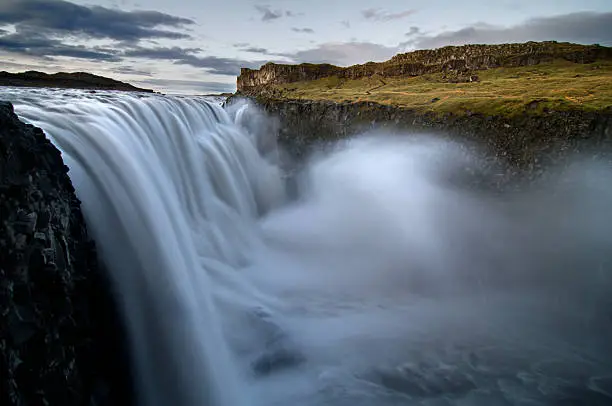 Photo of Dettifoss Soft Waterfall in Iceland. Long Exposure