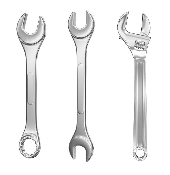 klucze maszynowe ręczne - adjustable wrench wrench isolated work tool zdjęcia i obrazy z banku zdjęć