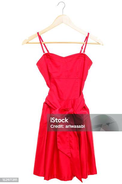 Red Dress On Hanger Isolated Stock Photo - Download Image Now - Dress, Red, Coathanger