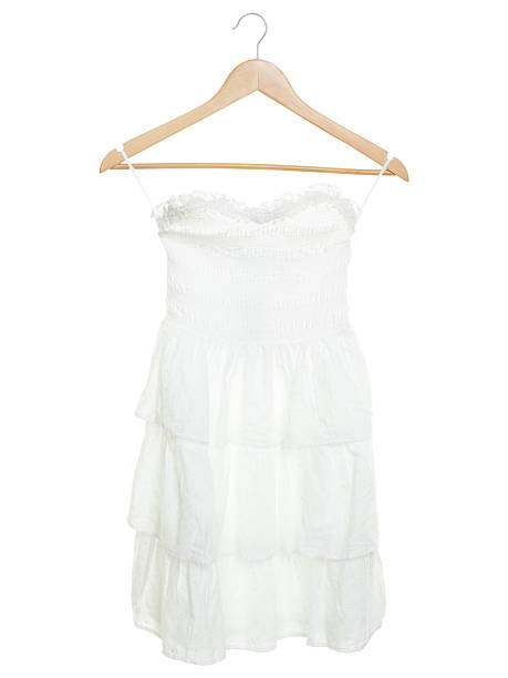 istock White dress on hanger isolated 152971400