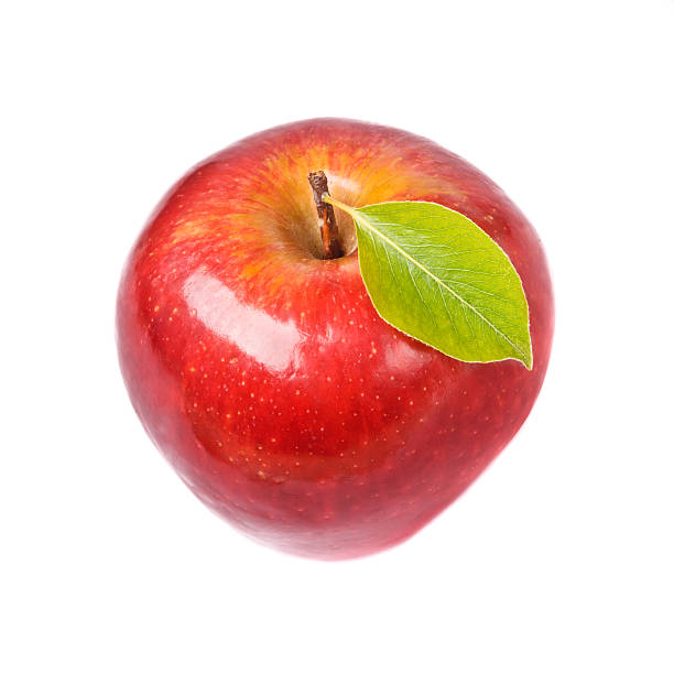 isolated juicy red apple stock photo
