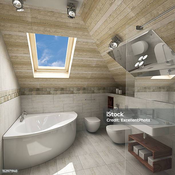 Bagno Moderno Interior - Fotografie stock e altre immagini di Alla moda - Alla moda, Ambientazione interna, Architettura