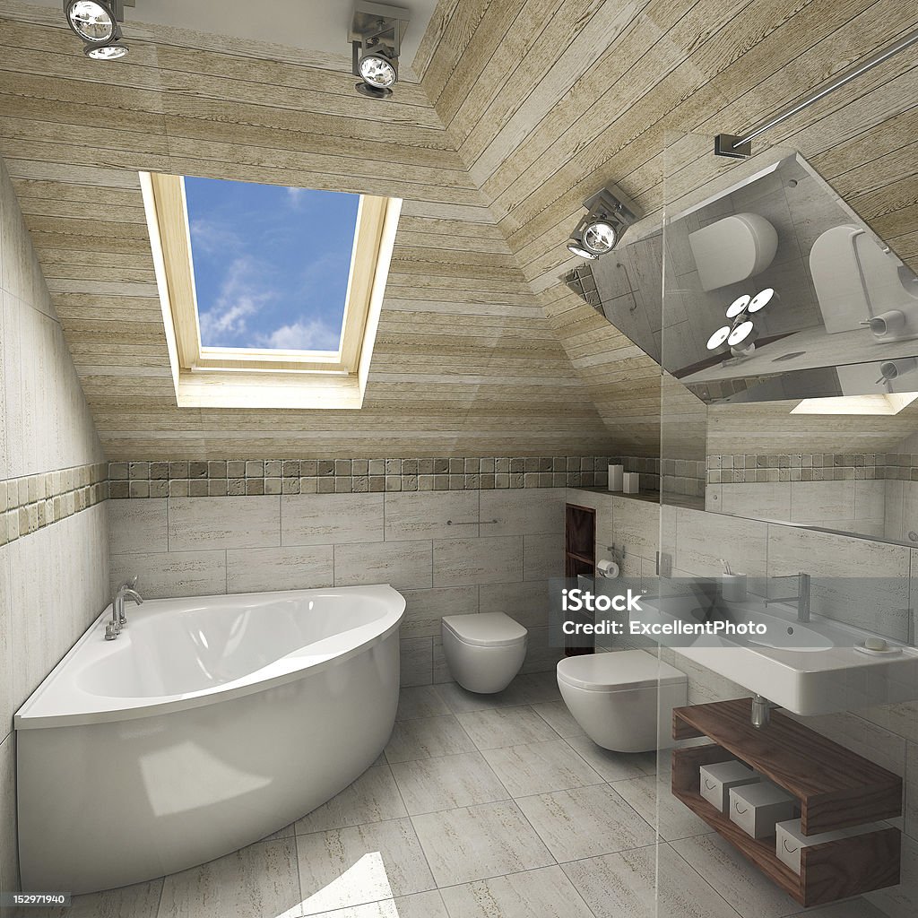 Nowoczesne łazienki wnętrza - Zbiór zdjęć royalty-free (Architektura)