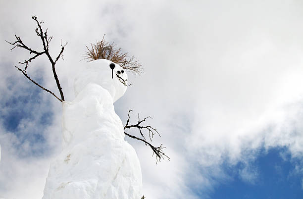 Snowman with Spray Painted Face stock photo