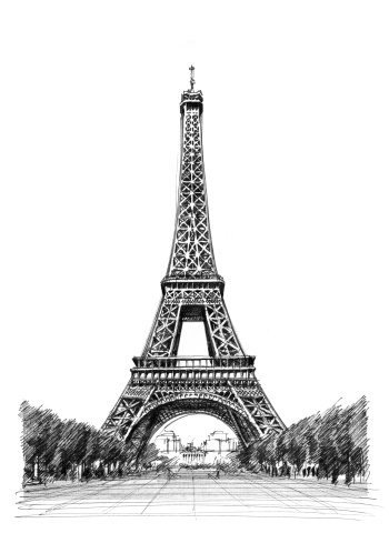 eiffel tower illustration on old paper