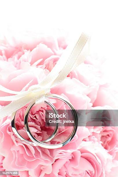 Wedding Rings On Pink Flower Stock Photo - Download Image Now - Carnation - Flower, Close-up, Fashion