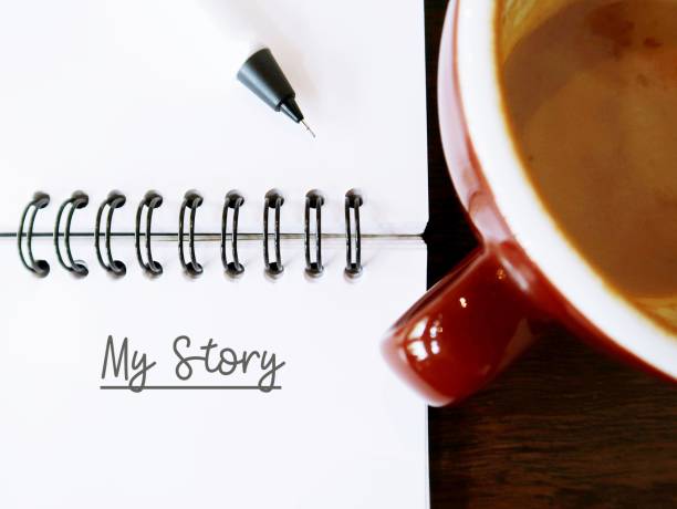 istock blur coffee and notebook with text written MY STORY, concept of first time book writing, author start his novel, creative writing to get published 1529744174