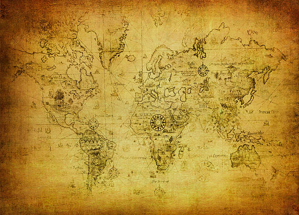 istock A ancient map of the world that has gotten yellow from age 152975345