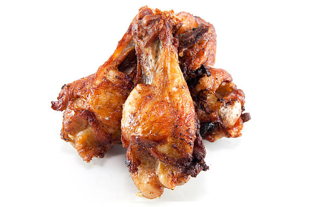 fried chicken wing stock photo