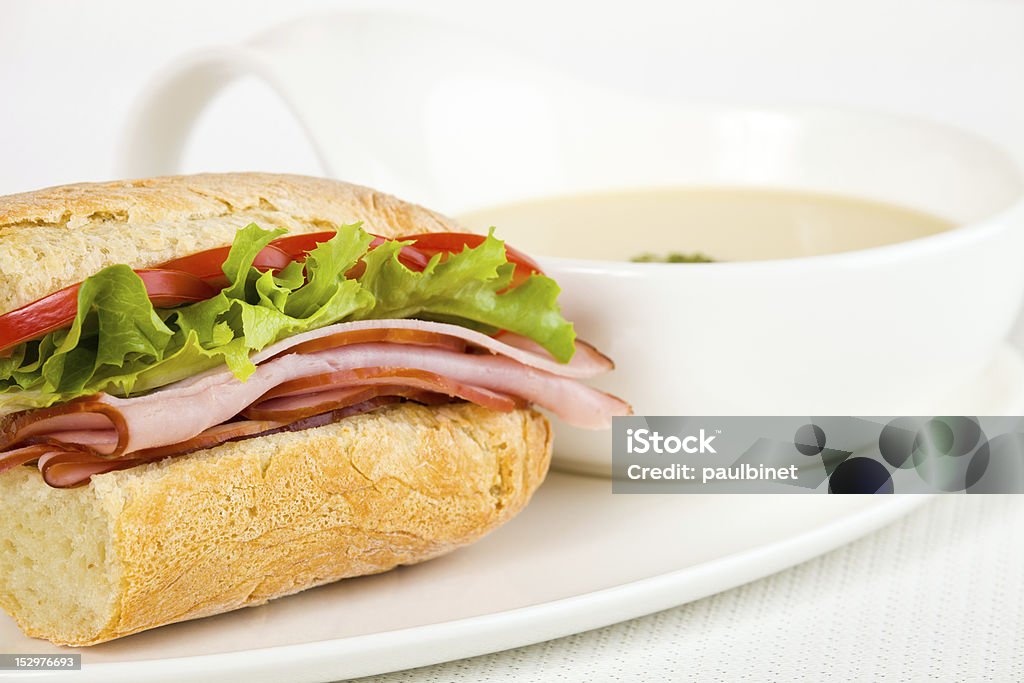 sandwich cena con Zuppa - Foto stock royalty-free di Panino ripieno