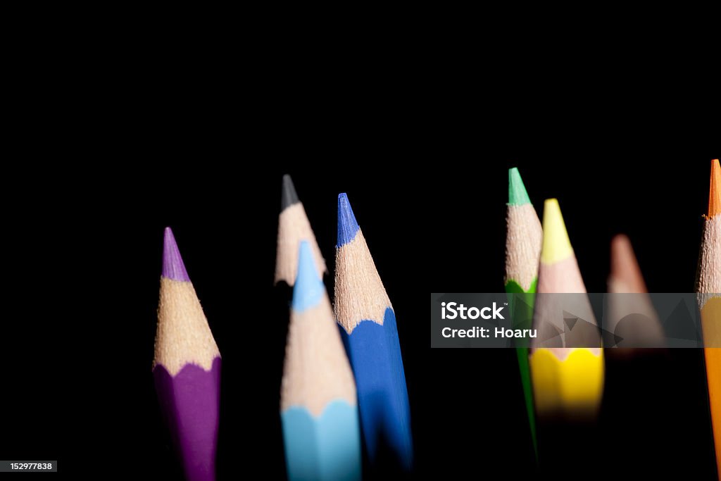 Buntstifte, isoliert auf Schwarz - Lizenzfrei Bildkomposition und Technik Stock-Foto