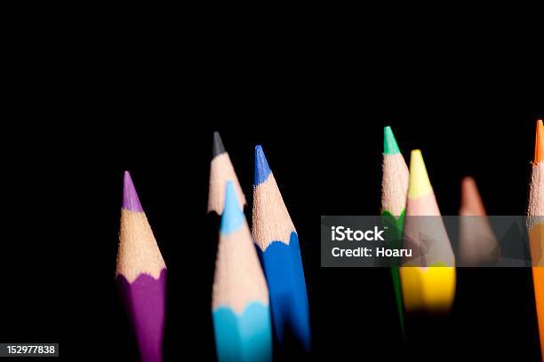 Buntstifte Isoliert Auf Schwarz Stockfoto und mehr Bilder von Bildkomposition und Technik - Bildkomposition und Technik, Blau, Bleistift