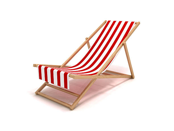 istock Red and white striped beach chair 152978119