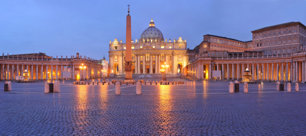 Vatican's St. Peter's Basilica in early morning before opening