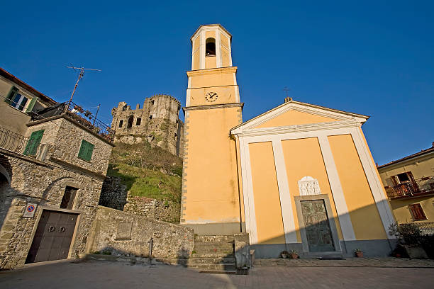 madrignano church square stock photo