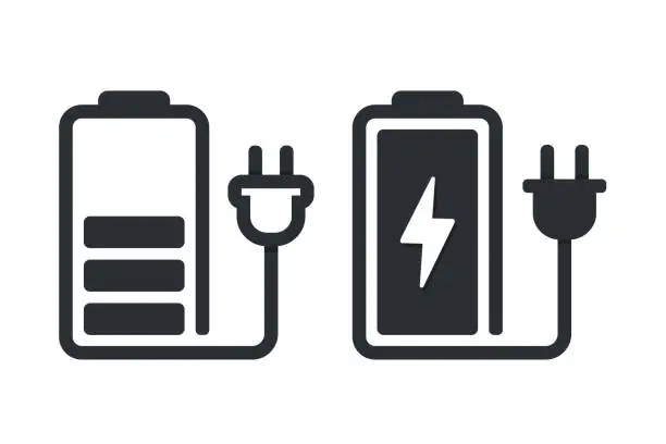 Vector illustration of Battery charging icon. Illustration vector