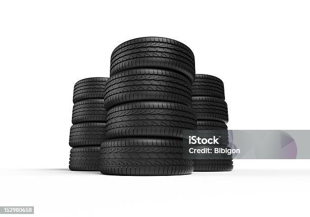 Tires Foto de stock y más banco de imágenes de Neumático - Neumático, Coche, Fondo blanco