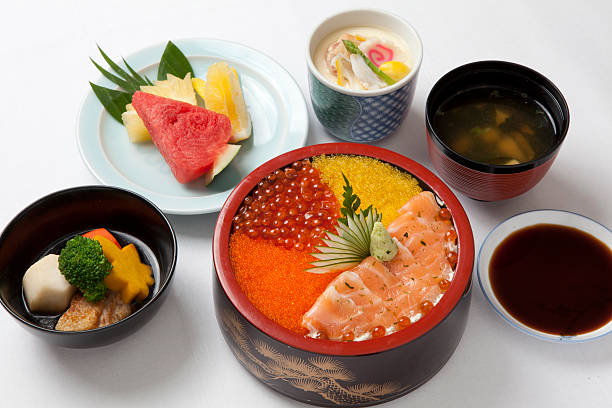 Golden Sanko Donburi Set stock photo