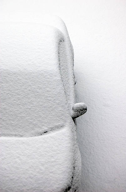 Car covered in snow stock photo